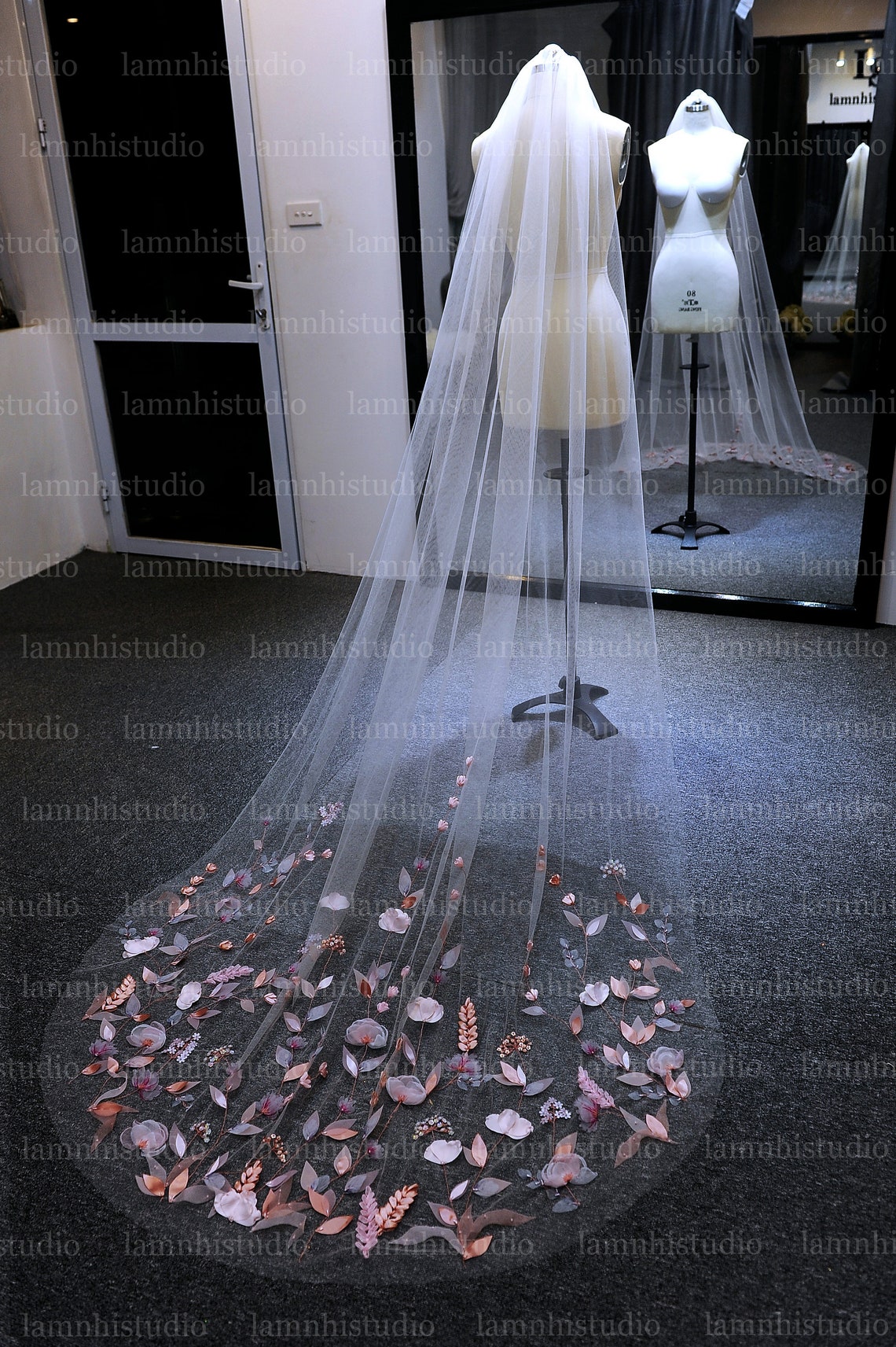 Ls41/3d Flower Veil/embroidery Veil/ Chapel Veil /custom Veil Etsy