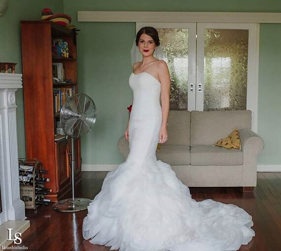 Ls7 Rosemary Mermaid Wedding Dress With Ruffle Rose Skirt Etsy