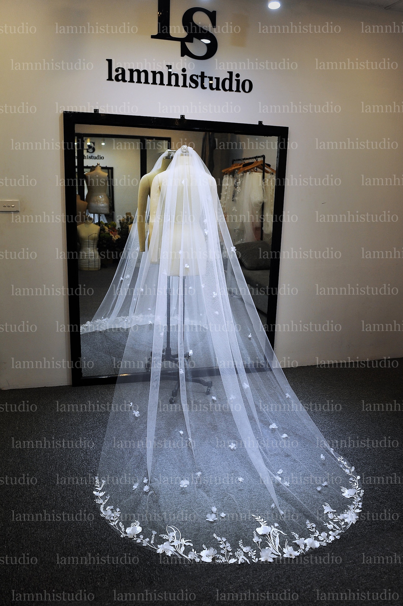 LS163/ Lace Veil/ Flower Lace Veil/ Wedding Veil/ Bridal Veil/ Etsy