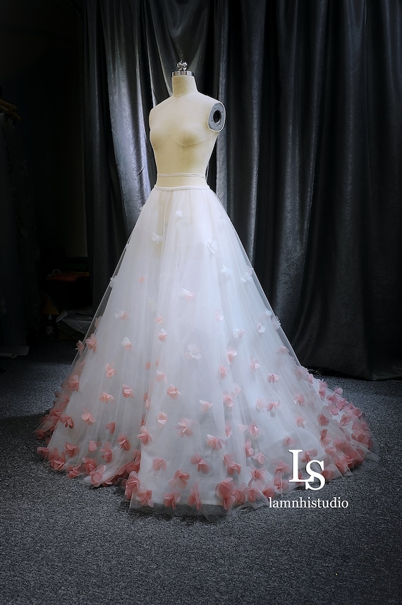 LS147/ 3d Floral Skirt / Bridal Skir/overskirt/ Detachable