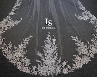 LS190/ lace veil/ sequin lace veil/ bridal veil/ wedding veil/ 1 tier veil/ cathedral veil/bespoke veil