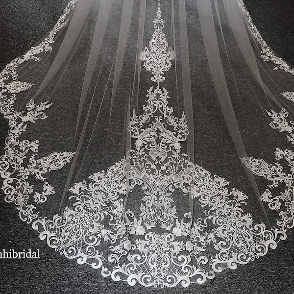 Ls93/ lace veil / 1 tier veil/ cathedral veil/ custom veil/Scalloped Edge veil/Scalloped veil/bridalveil/weddingveil/bespokeveil/weddingveil