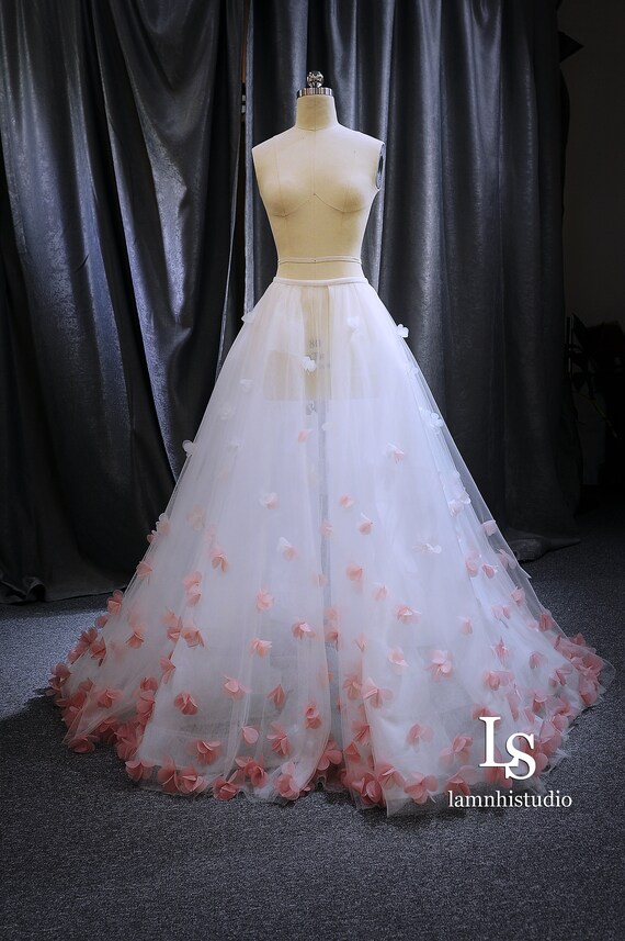 LS147/ 3d Floral Skirt / Bridal Skir/overskirt/ Detachable