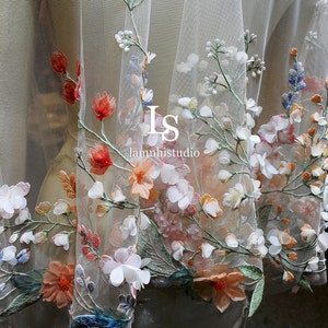 LS149/ 3D embroidery flower / embroidery veil / flower veil/ bridal veil/ unique veil/ custom veil/ bespoke veil