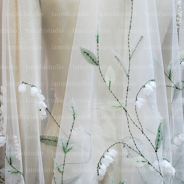 LS157/ Lily of the valley veil/ bridalveil/flower veil/ bespoke veil/couture veil/custom veil/ wedding veil