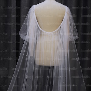 LS169/ bridal cape/wedding cape/cape veil/ unique cape/ custom cape/ pearl cape/