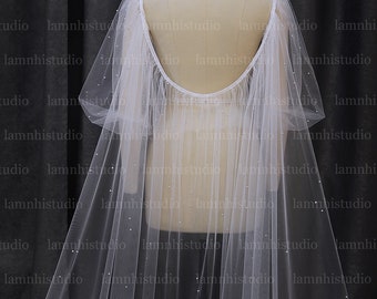 LS169/ bridal cape/wedding cape/cape veil/ unique cape/ custom cape/ pearl cape/