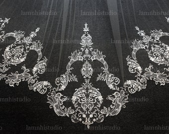 LS167/Lace veil/ bridal veil/ cathedral veil/1 tier veil/custom veil/wedding veil