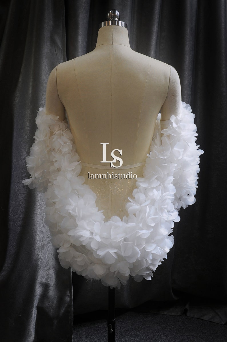 LS178/ bridal cape/ wedding cape/ 3D flower cape/ cape/ custom cape image 6