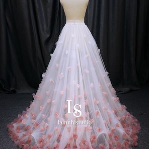 LS147/ 3d floral skirt / bridal skir/overskirt/ detachable skirt/ wedding skirt/ flower skirt./custom skirt