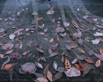 Ls41/3D flower veil/embroidery veil/ chapel veil /custom veil
