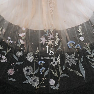 LS33/ embroidery  flower veil / flower veil/ bridal veil/ wedding veil/ embroidery veil/ custom veil