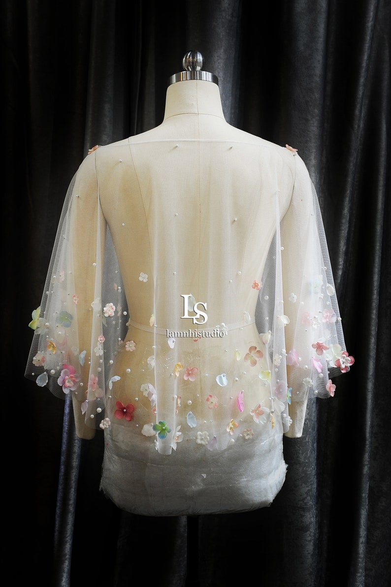 Bridal Bolero LS1303d flower cape bridal cape Bridal Cover Up Custom Wedding Cover Up Wedding cover up,Wedding Capelet Cape