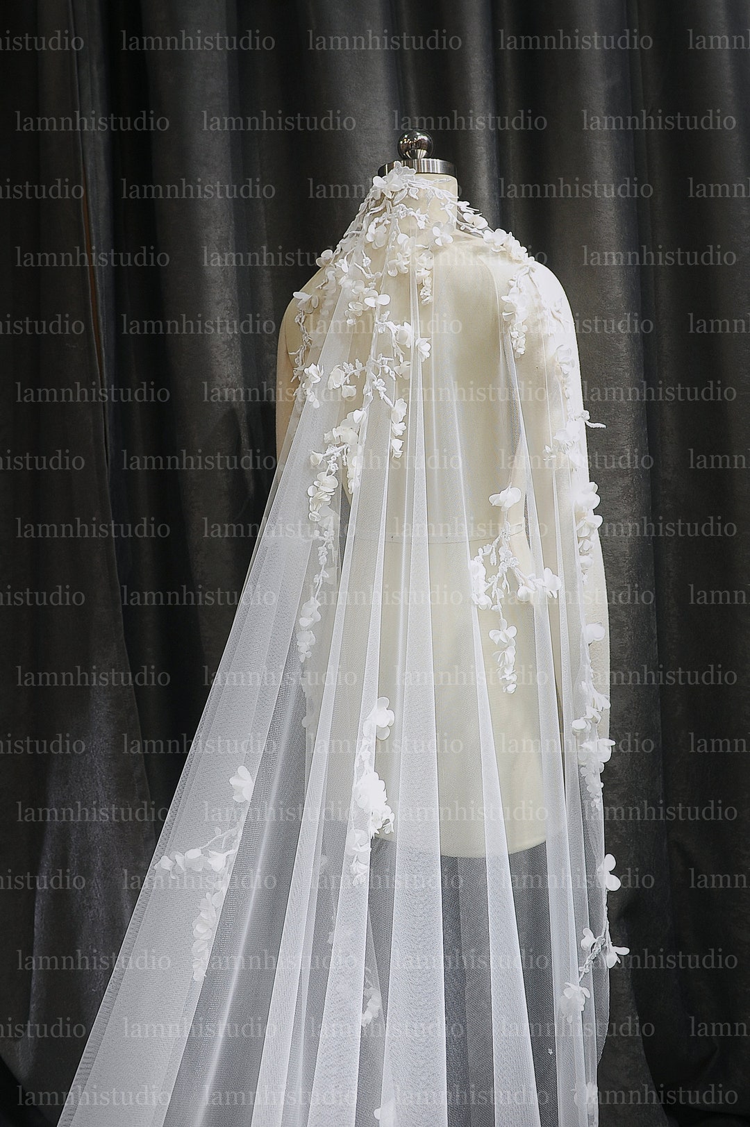 Ls164/3d Flower Lace Veil/ Mantilla Veil/ Bridal Veil/ Wedding Veil