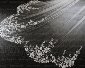 LS156/ scallopes veil/ Lace veil/ bridal veil/ wedding veil/ cathedral veil/custom veil