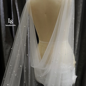 LS86/pearl cape veil/bridal cape/draped cape/ chapel veil/ cathedral veil/custom veil