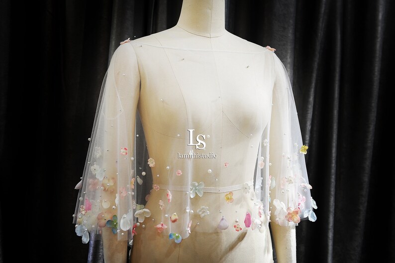 Bridal Bolero LS1303d flower cape bridal cape Bridal Cover Up Custom Wedding Cover Up Wedding cover up,Wedding Capelet Cape