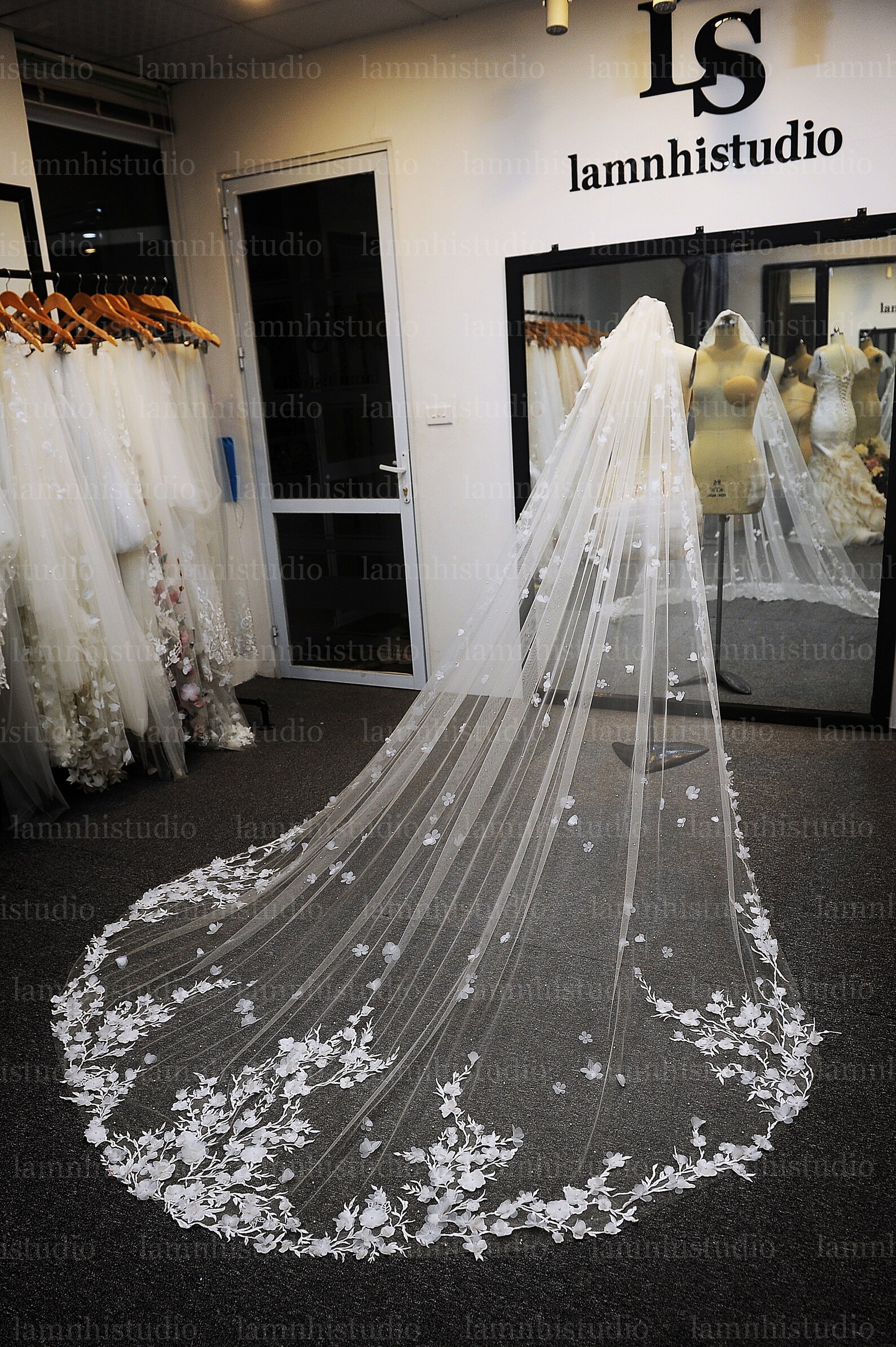 LS47/3D Flower Lace Veil /1 Tier Veil/bridal Veil /wedding Etsy