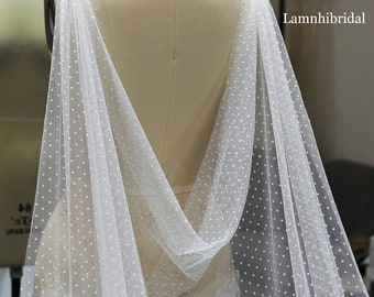 LS70 / Polka Dot Tulle Bridal Cape Veil - Cathedral Wedding Cape