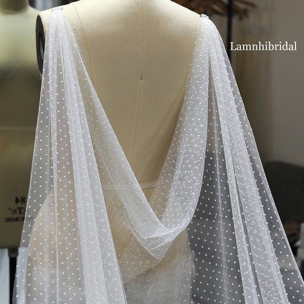 LS70/polka dot draped cape/bridal cape veil/wedding cape veil/ cathedral cape veil/ custom capeveil