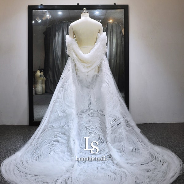LS151/3D cape/ bridal cape/ cape veil/ wedding cape/ unique cape/ cape veil