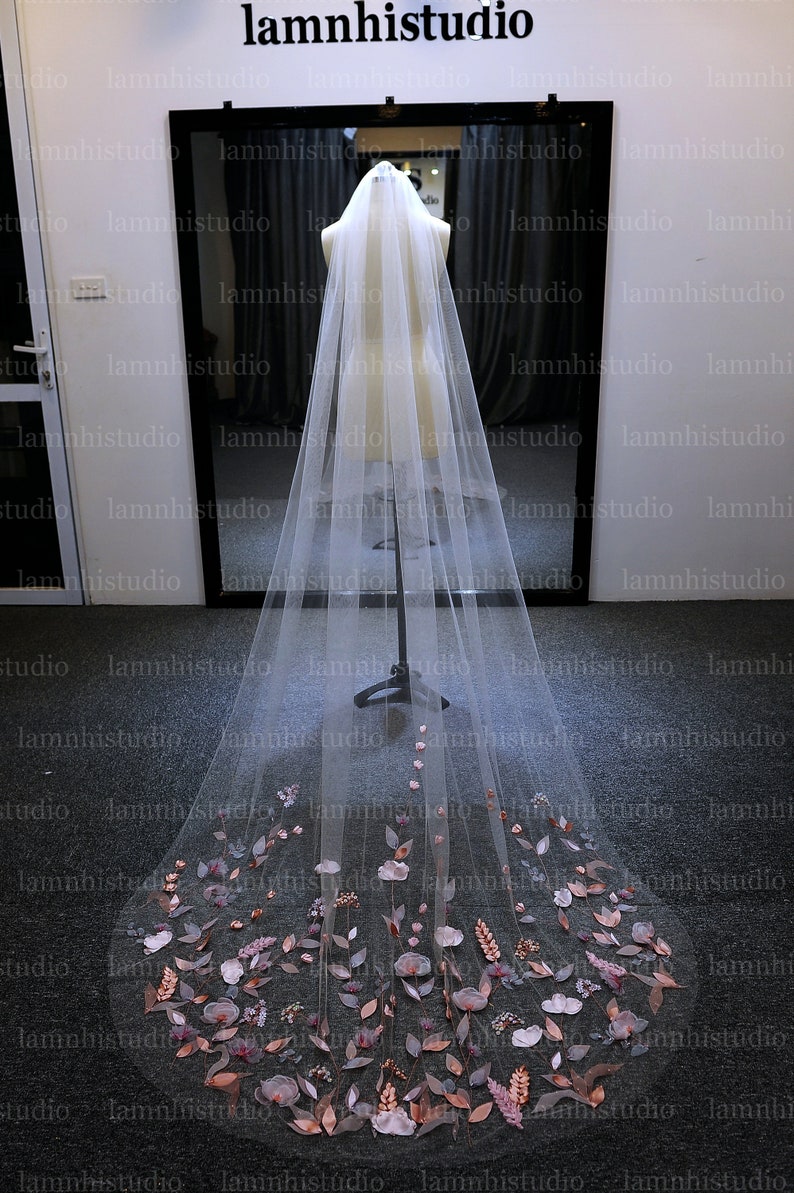 Ls41/3d Flower Veil/embroidery Veil/ Chapel Veil /custom Veil Etsy