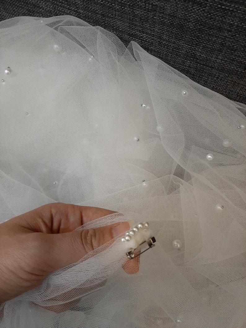 LS103/ Sparkle cape veil/ glitter cape veil/pearl veil / cape veil/ cathedral veil/ custom veil/chapel cape veil image 6