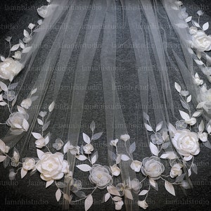 LS154/ 3D flower veil/bridal veil/handmade veil/ flower veil/ wedding veil/ custom veil/