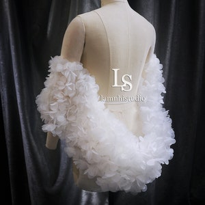 LS178/ bridal cape/ wedding cape/ 3D flower cape/ cape/ custom cape image 4