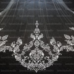 LS170/ Lace Scalloped veil/ bridal veil/ veil with blusher/ cathedral veil/ dropveil/ bespoke veil/custom veil/wedding veil