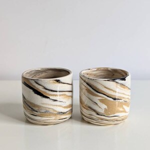 Pair of Black Marbled Double Espresso Coffee Cups