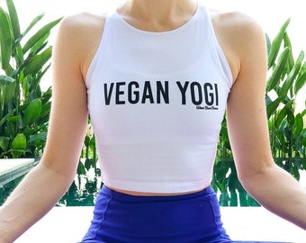 Vegan Yogi Crop Top: Cotton Spandex Yoga Tank - Vegan Gift