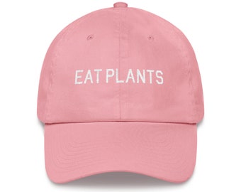 The Eat Plants Dad Hat in Millennial Pink | Vegan AF | Vegan Hat | Vegan Apparel | Vegan Gift | Gift for Vegan | Plant-Based Vegan Present