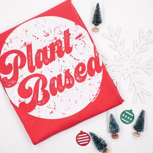 Retro 70s Font Vegan T-Shirt: Red Plant-Based Tee | Vegan Gift