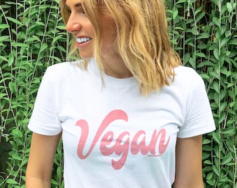 Groovy Vegan T-Shirt: Retro Pink Plant-Based Tee | Vegan Gift