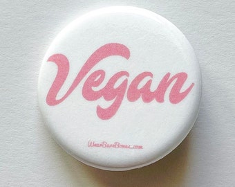 Groovy Vegan Pin: Plant-Based Message, 1-Inch Button | Vegan Gift | Stocking Stuffer