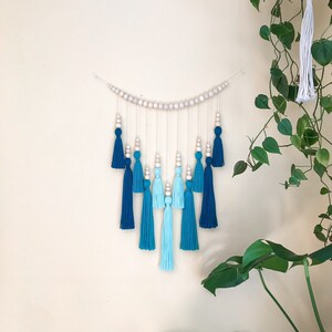 ZELDA wall hanging in Saturated Teal ombré | boho wall decor | tassel garland | nursery decor