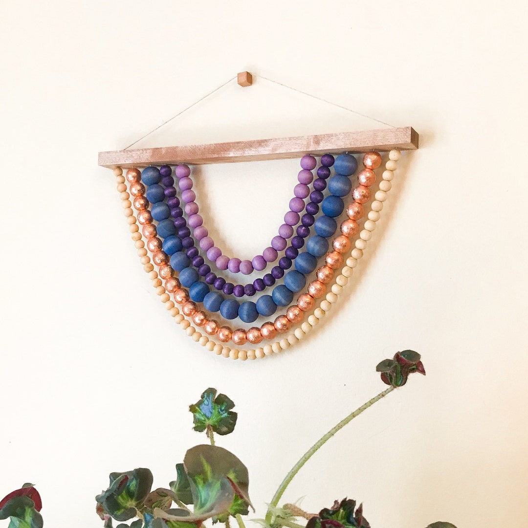 Wood Bead Wall Hanging in Bohemian Desert Colorway Rainbow Nursery
