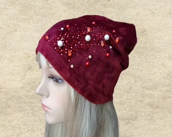 Brown Velvet Slouchy Beanie Hat: Soft Stretch Scully - Etsy  display picture 1