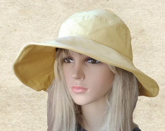 Sombrero de algodón beige para el sol: sombrero ligero de verano con ala