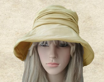 Sombrero cloche de verano: sombrero de poliéster con ala para mujer (53-55 cm)