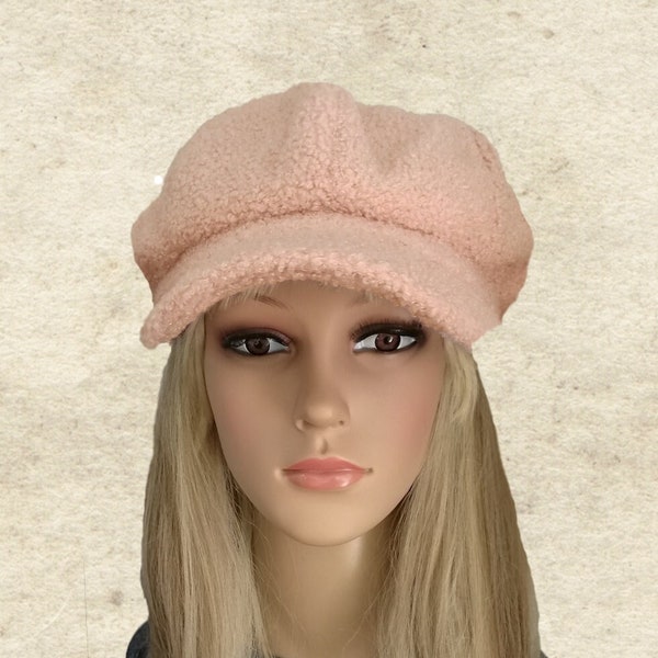 Pink winter hat, Womens winter cap, Winter visor cap, Womans hat visor, Newsboy winter hat, Winter hats lady, Ladies visor hat cap