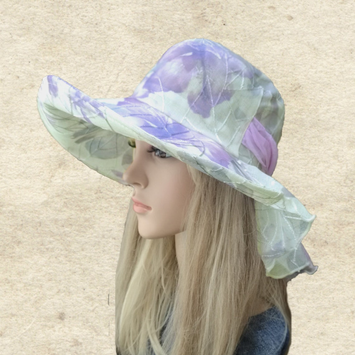 Sun Womens Hats, Purple Summer Hats, Sun Hats Wide Brim, Sun Fabric