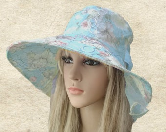 Brimmed Summer Sun Hat: Floral Cloche, Adjustable