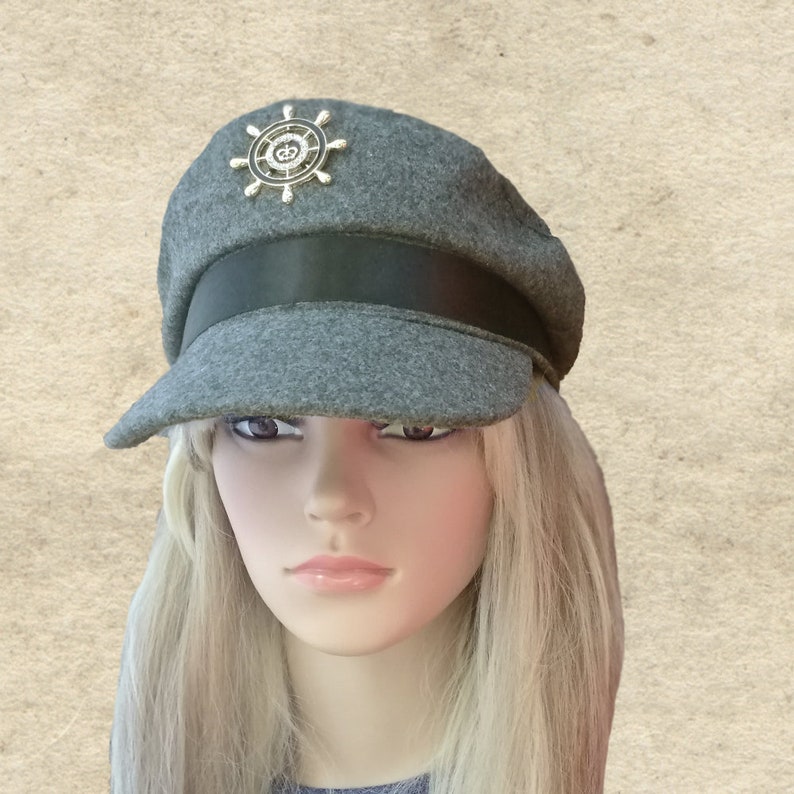 Captains Womens Cap, Black Newsboy Hat, Black Visor Cap, Fashion Winter