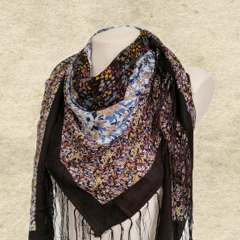 Blue Square Scarf Large Scarf Square Womens Big Scarf Blue Etsy