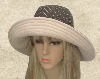 Reversible Wide Brim Sun Hat: Women's Cotton Beach Hat