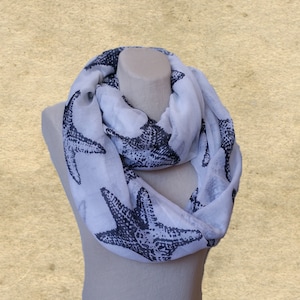 White/Black  infinity scarf, Fabric loop scarf, Wide circle scarf, Womens trendy scarf, Gift for women,  Gift fir her, Gift for mom