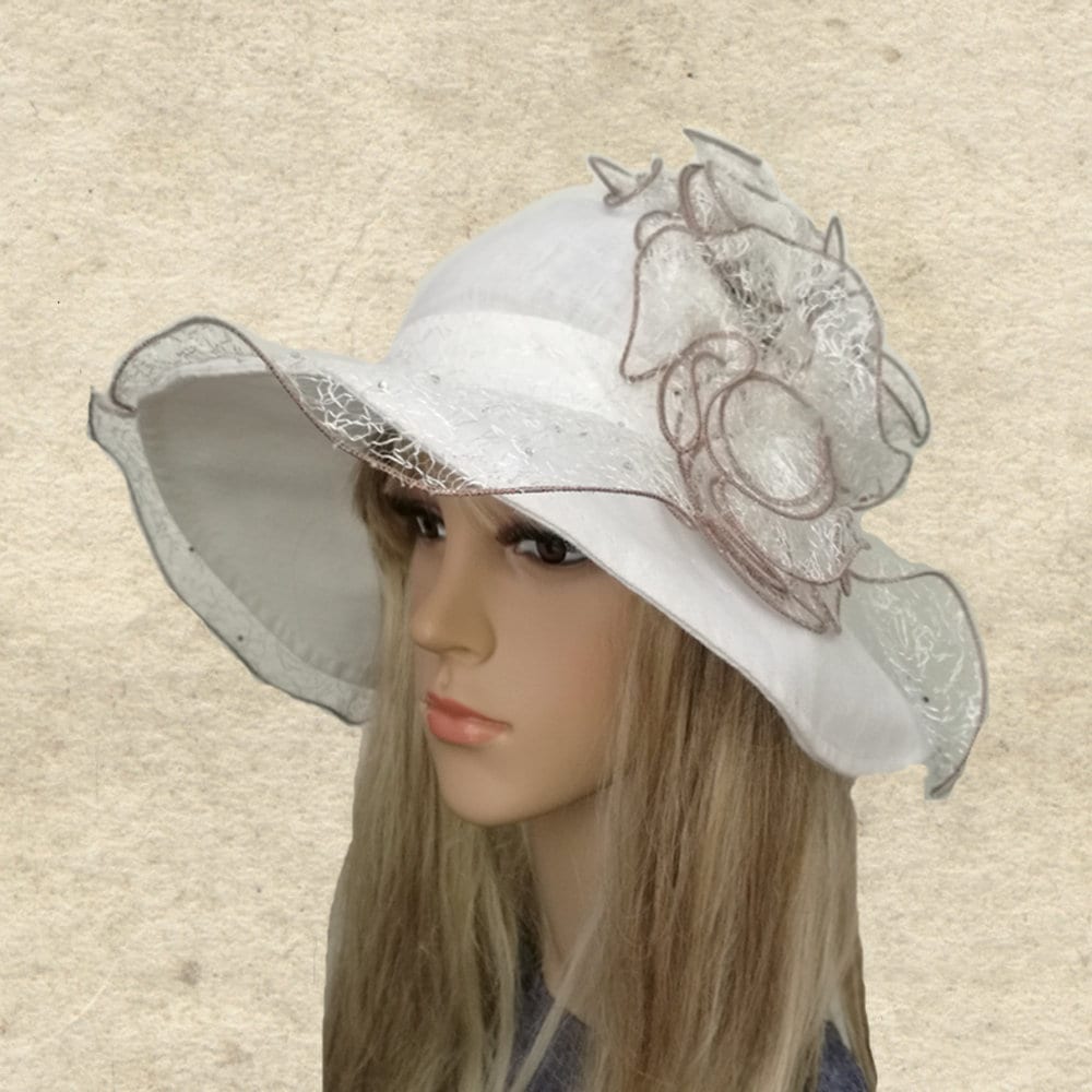 Ladies Acrylic Wide Brim Hat with Turn Up Summer Sun Hat