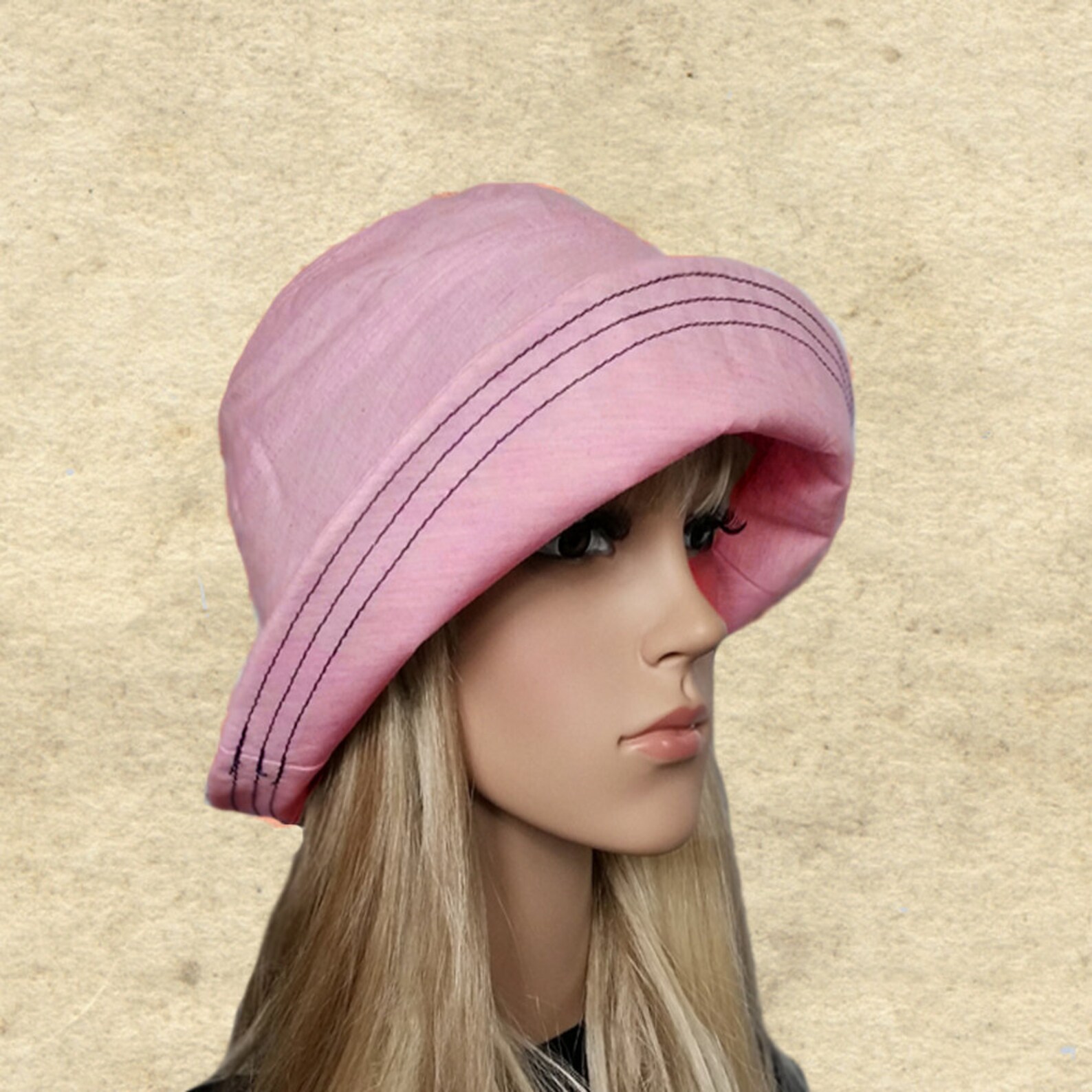 Sun Cloche Hats, Womens Summer Hats, Pink Fabric Hats, Suns Hats Womens